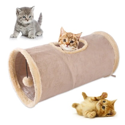 Tunnel pliable en peluche pour chat, jouets pour animaux de compagnie
