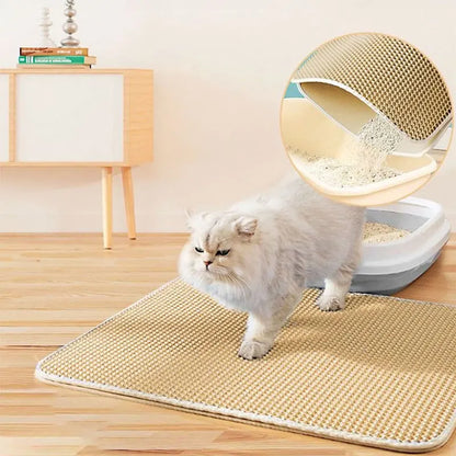 Tapis à litière imperméable pour chat, double couche.