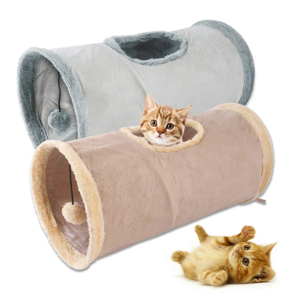 Tunnel pliable en peluche pour chat, jouets pour animaux de compagnie