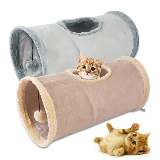 Tunnel pliable en peluche pour chat, jouets pour animaux de compagnie