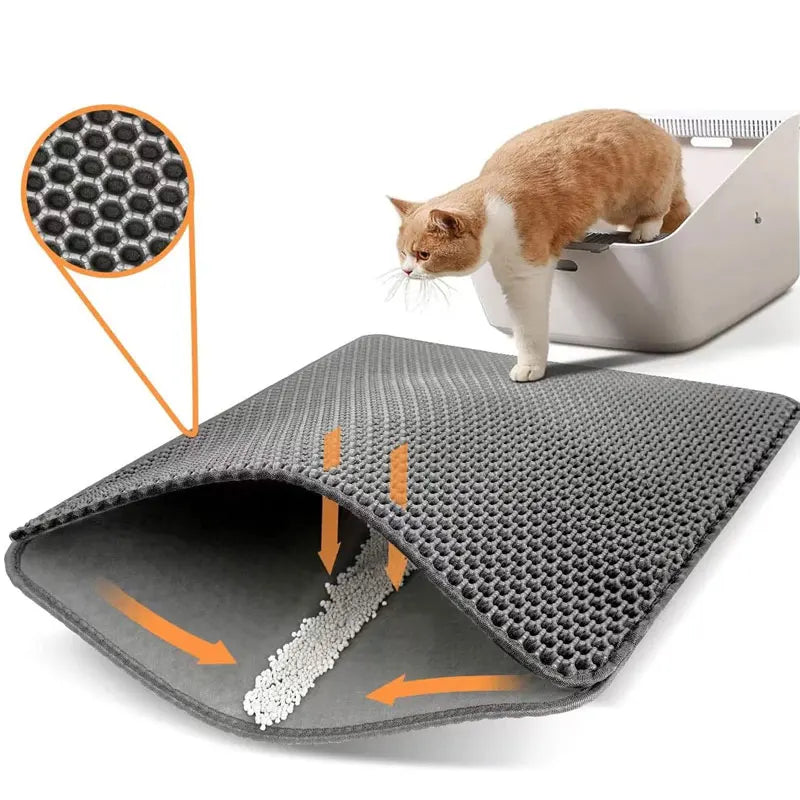 Tapis à litière imperméable pour chat, double couche.